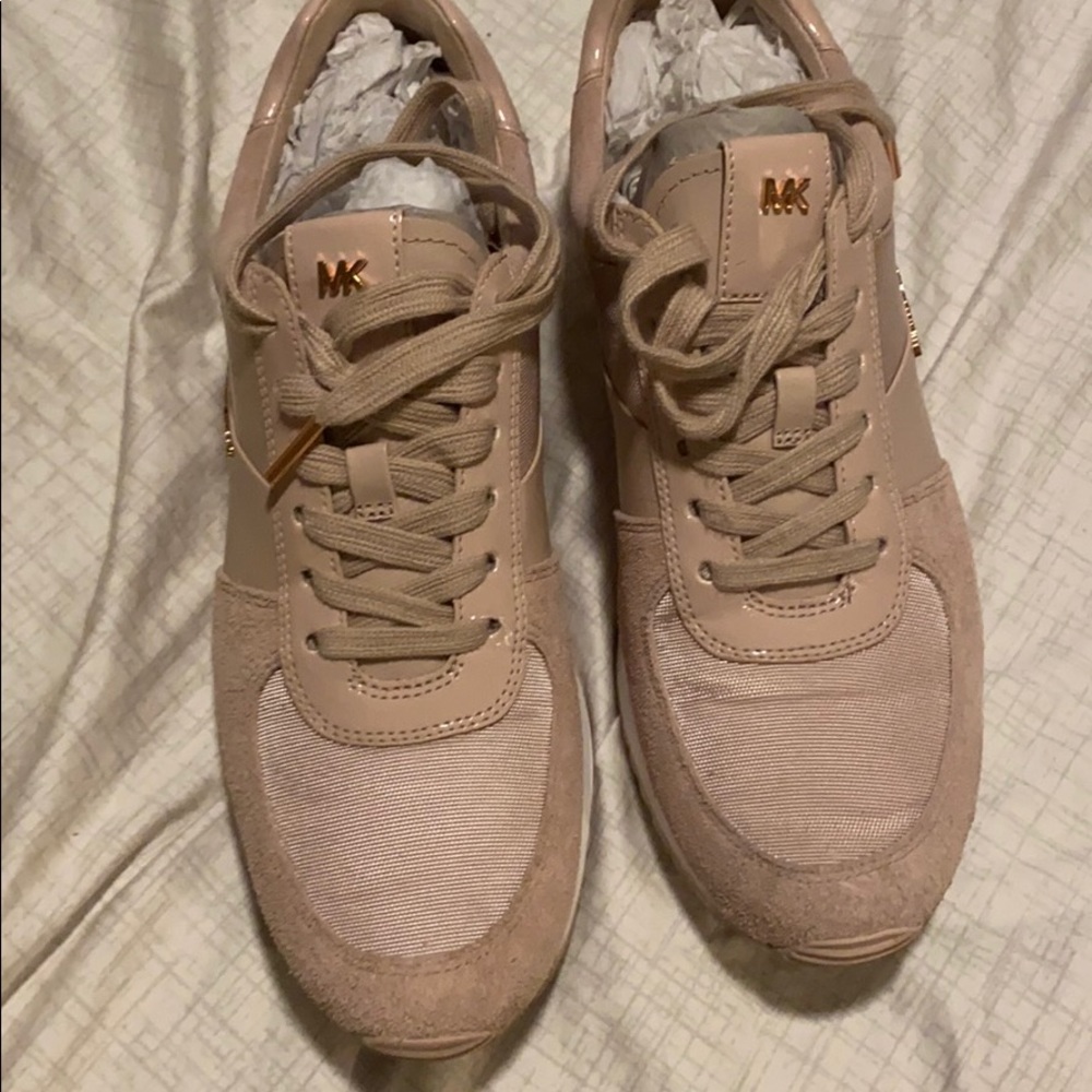 peach michael kors tennis shoes